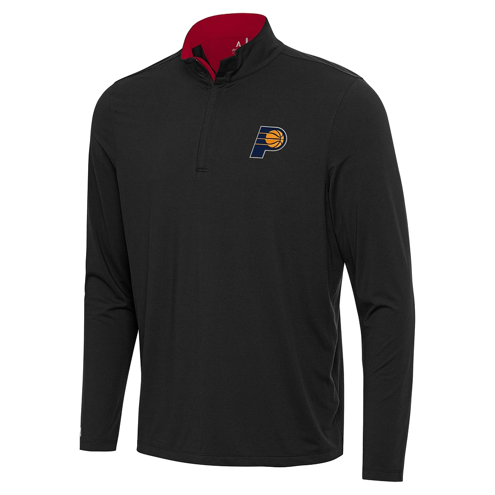 Men's Antigua Black/Red Indiana Pacers Content Quarter-Zip Top