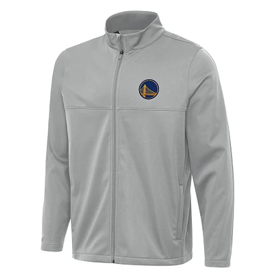 Men's Antigua Gray Golden State Warriors Links 2 Full-Zip Golf Jacket