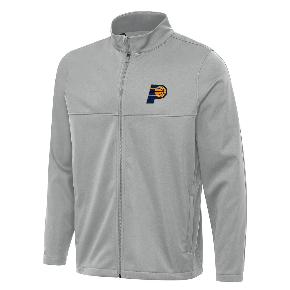 Men's Antigua Gray Indiana Pacers Links 2 Full-Zip Golf Jacket