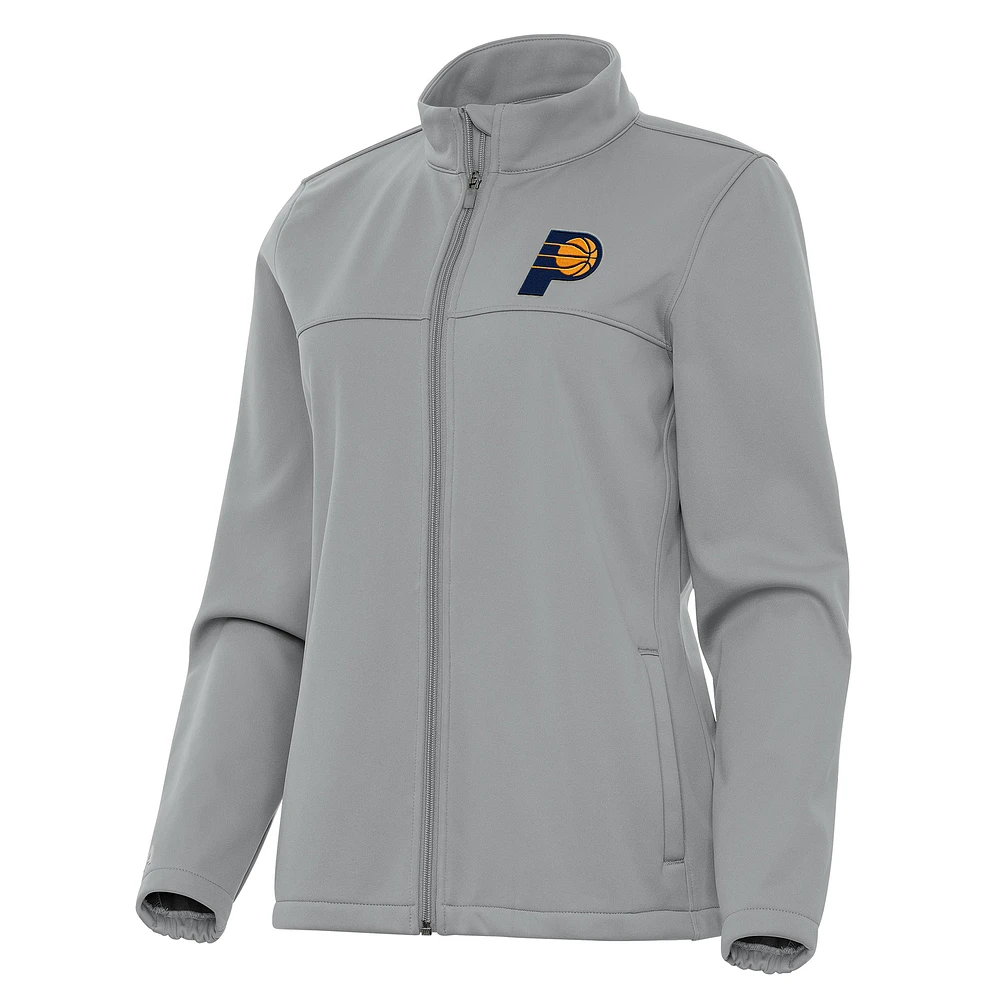 Women's Antigua Gray Indiana Pacers Links 2 Full-Zip Golf Jacket