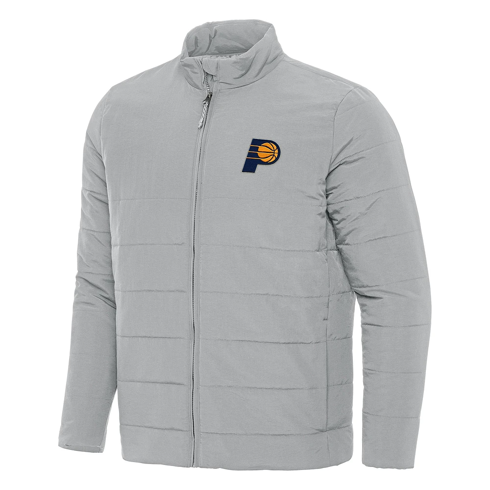 Men's Antigua Gray Indiana Pacers Swelter Full-Zip Puffer Jacket