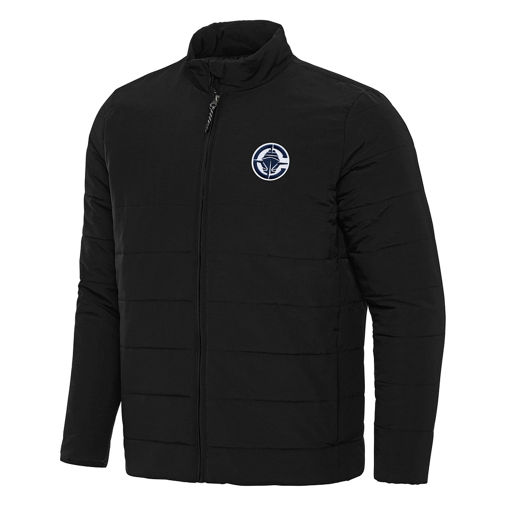 Men's Antigua Black LA Clippers Swelter Full-Zip Puffer Jacket