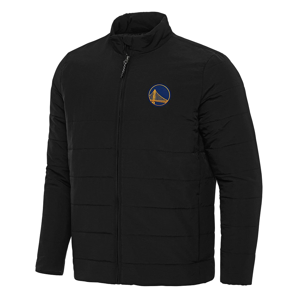 Men's Antigua Black Golden State Warriors Swelter Full-Zip Puffer Jacket