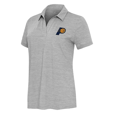 Women's Antigua Heather Gray Indiana Pacers Layout V-Neck Polo