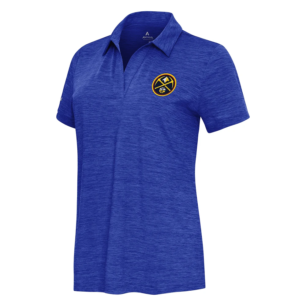 Women's Antigua Heather Royal Denver Nuggets Layout V-Neck Polo