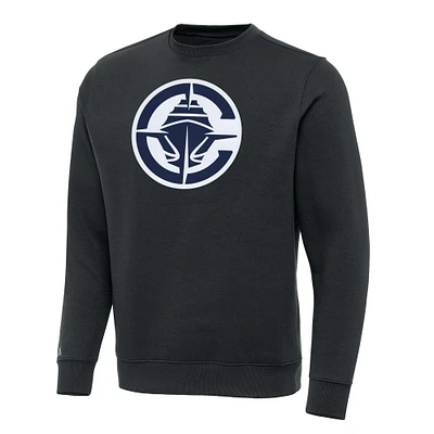 Men's Antigua Charcoal LA Clippers Victory Crewneck Pullover Sweatshirt