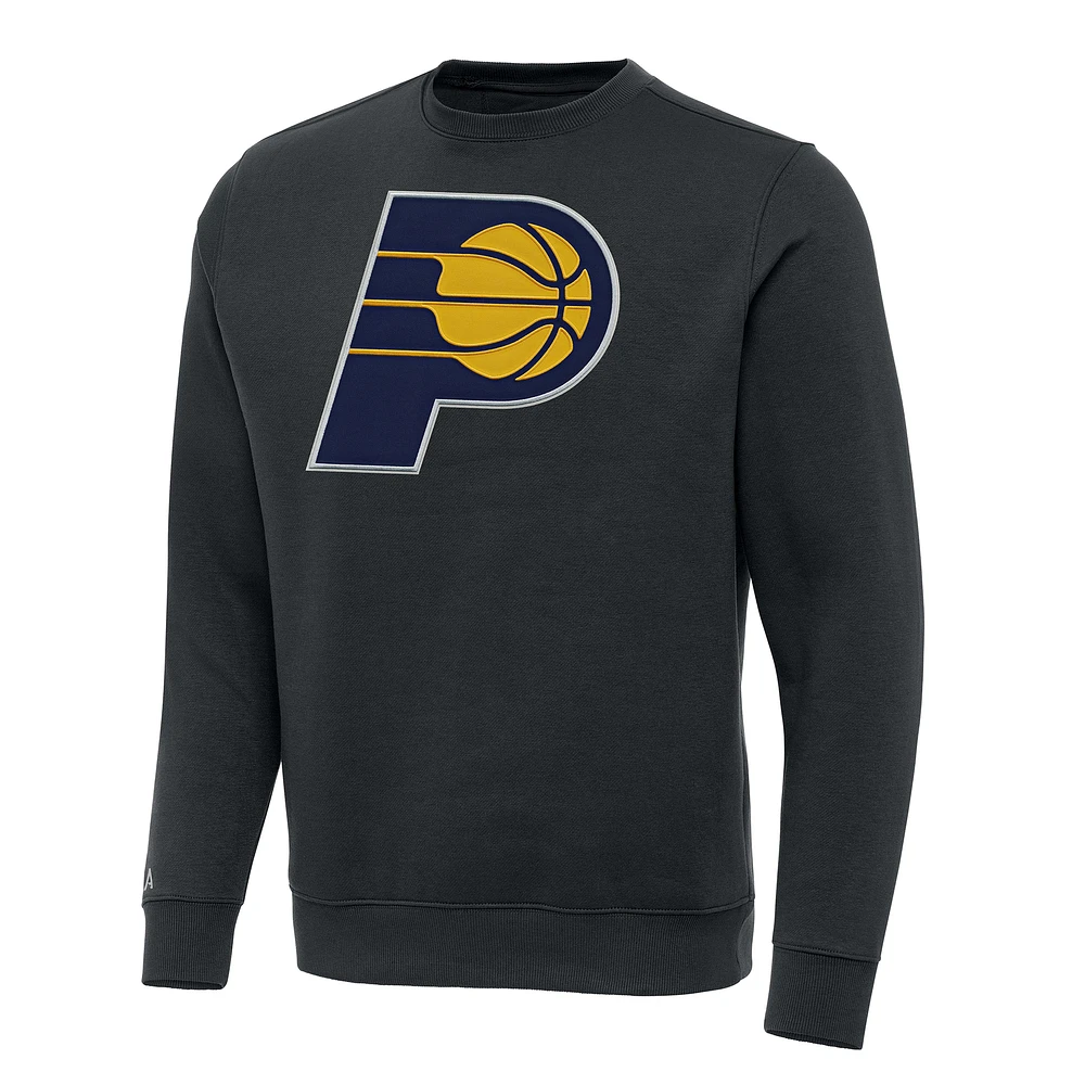 Men's Antigua Charcoal Indiana Pacers Victory Crewneck Pullover Sweatshirt