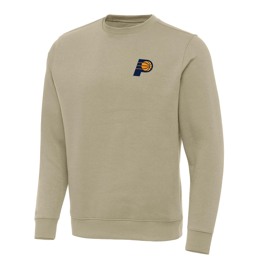 Men's Antigua Khaki Indiana Pacers Victory Crewneck Pullover Sweatshirt