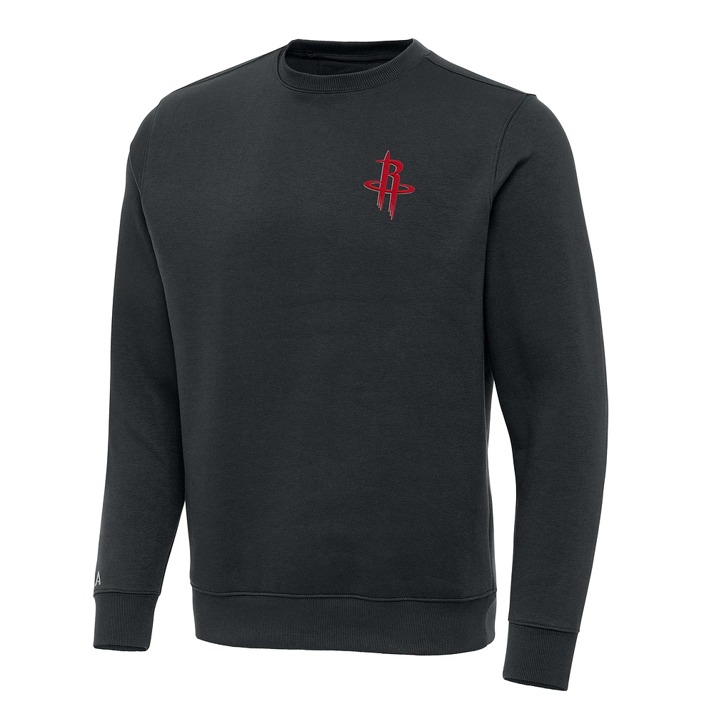 Men's Antigua Charcoal Houston Rockets Victory Crewneck Pullover Sweatshirt