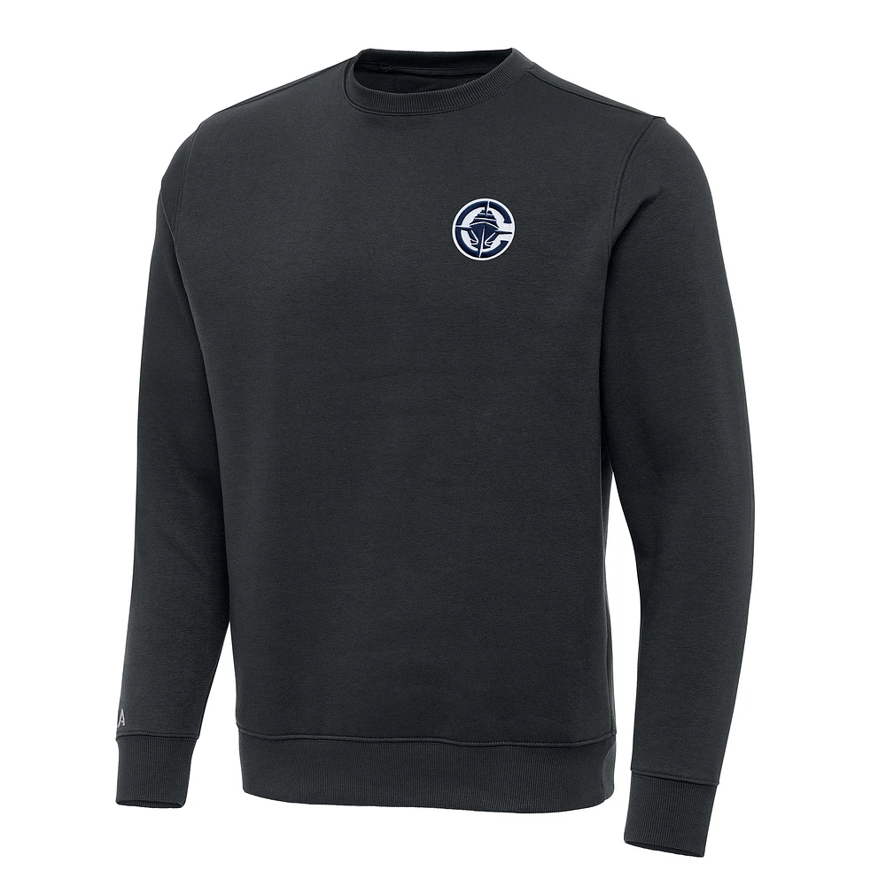 Men's Antigua Charcoal LA Clippers Victory Crewneck Pullover Sweatshirt