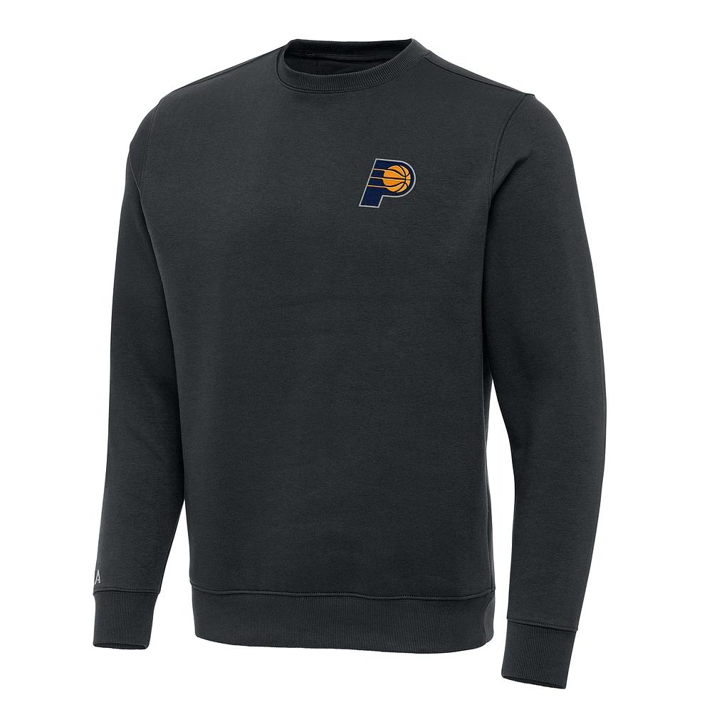 Men's Antigua Charcoal Indiana Pacers Victory Crewneck Pullover Sweatshirt