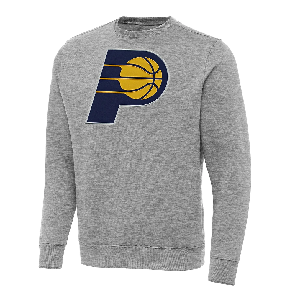 Men's Antigua Heather Gray Indiana Pacers Big & Tall Victory Crew Neck Pullover Sweatshirt
