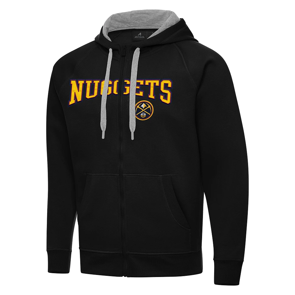 Men's Antigua Black Denver Nuggets Big & Tall Victory Full-Zip Hoodie Jacket