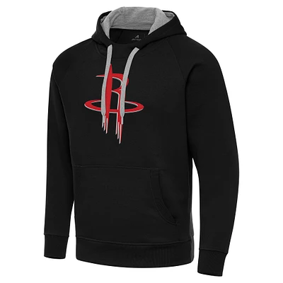 Men's Antigua Black Houston Rockets Big & Tall Victory Raglan Pullover Hoodie