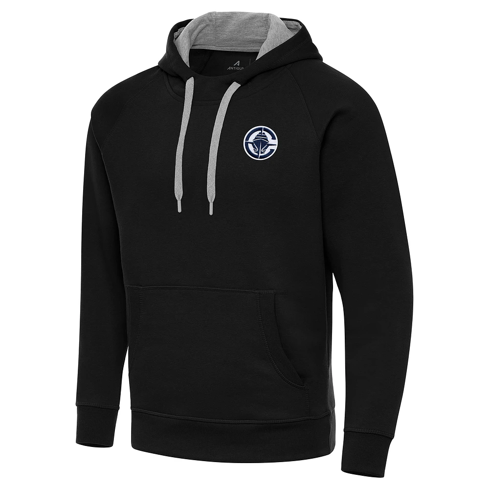 Men's Antigua Black LA Clippers Big & Tall Victory Raglan Pullover Hoodie