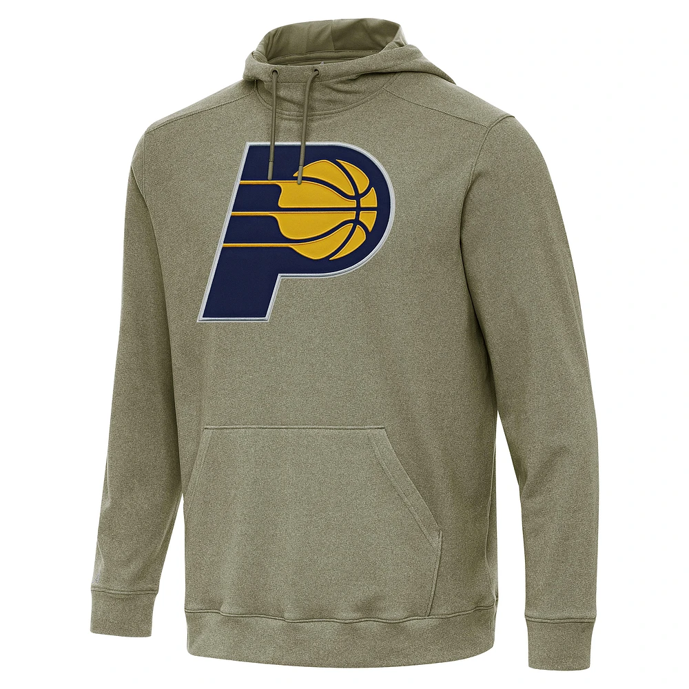 Men's Antigua Heather Olive Indiana Pacers Cloud Pullover Hoodie