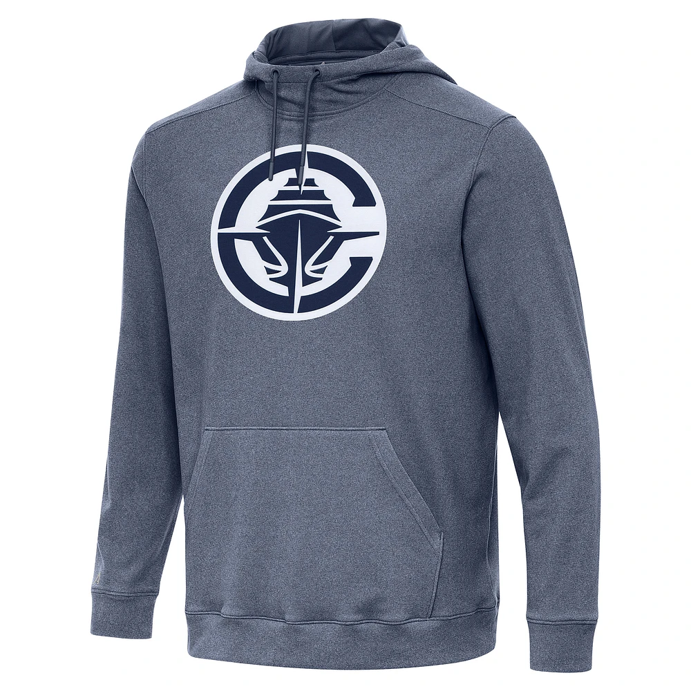 Men's Antigua Heather Navy LA Clippers Cloud Pullover Hoodie