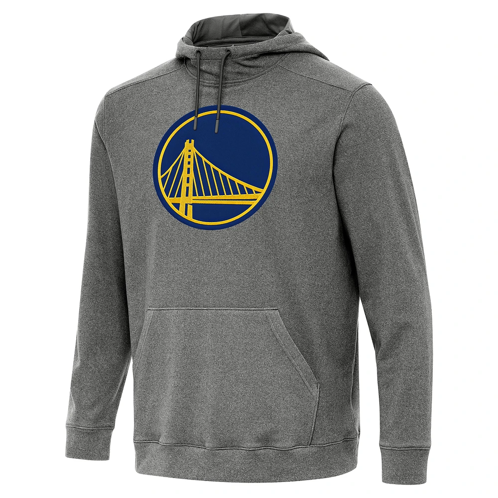 Men's Antigua Heather Black Golden State Warriors Cloud Pullover Hoodie