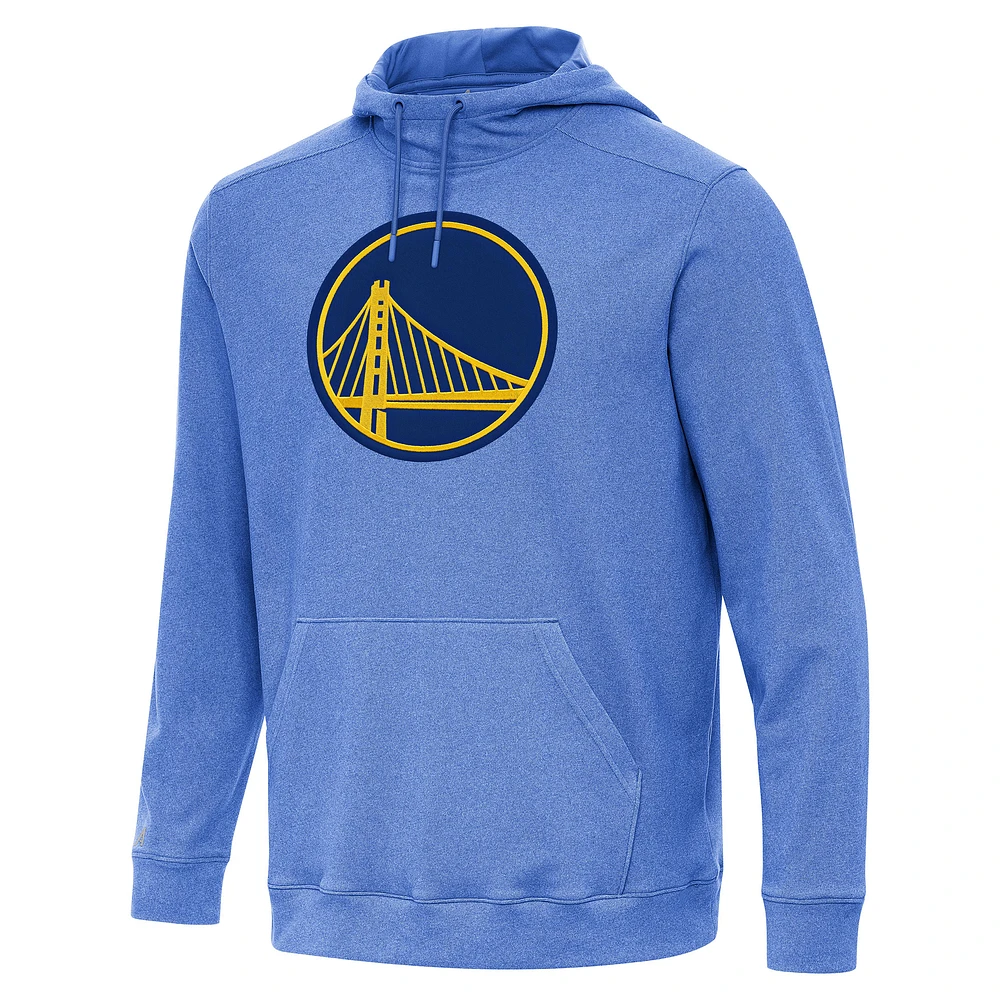 Men's Antigua Heather Royal Golden State Warriors Cloud Pullover Hoodie