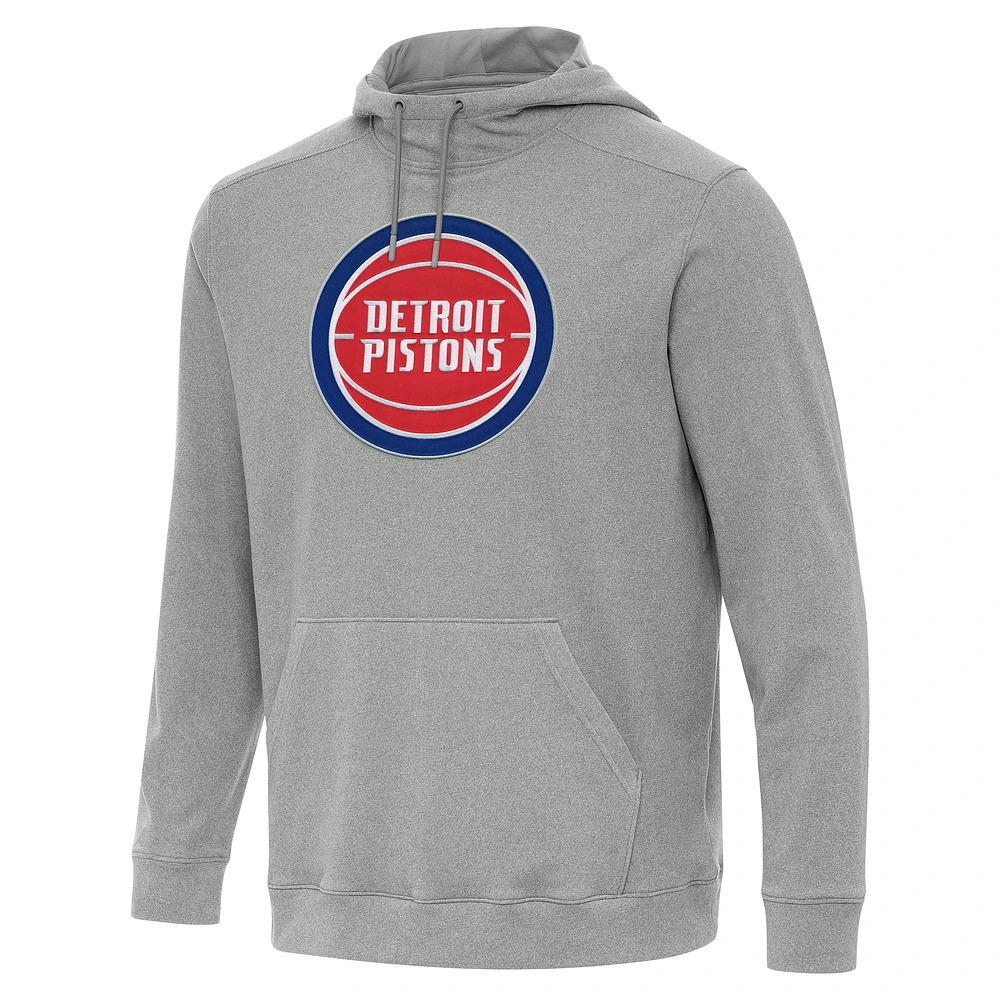 Men's Antigua Heather Detroit Pistons Cloud Pullover Hoodie