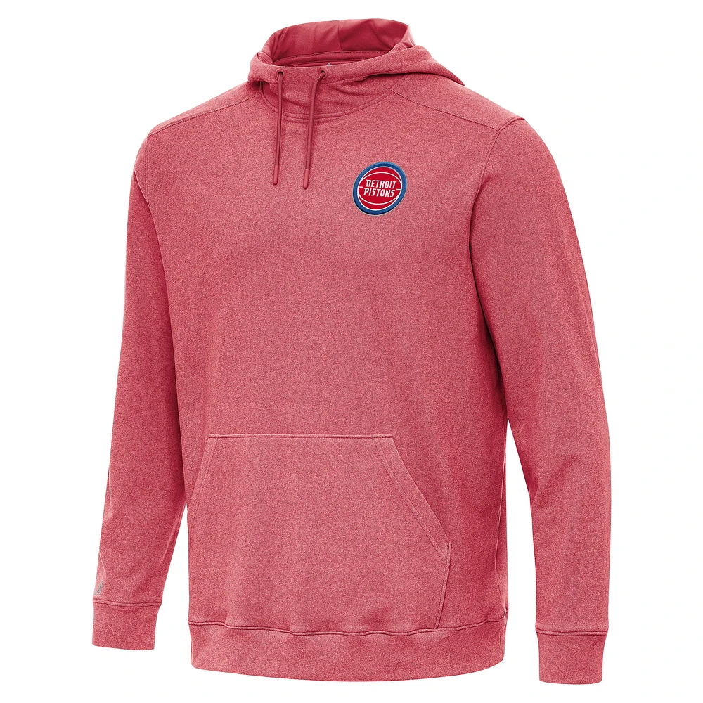 Men's Antigua Heather Red Detroit Pistons Cloud Pullover Hoodie
