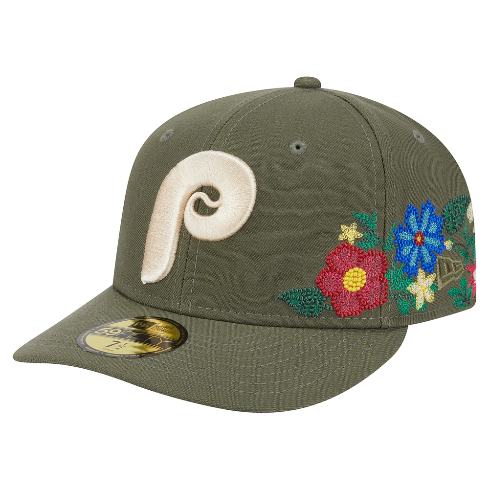 Men's New Era Olive Philadelphia Phillies Tonal Florals 59FIFTY Fitted Hat