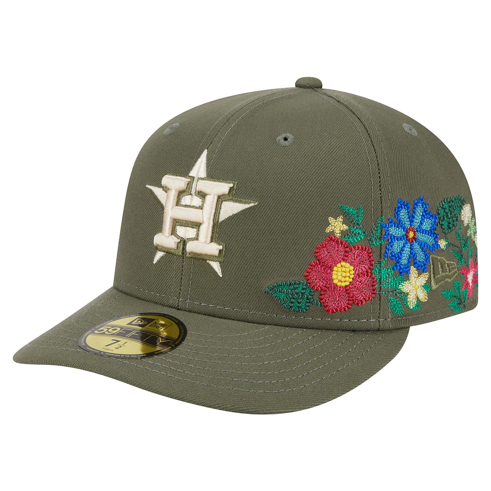 Men's New Era Olive Houston Astros Tonal Florals 59FIFTY Fitted Hat