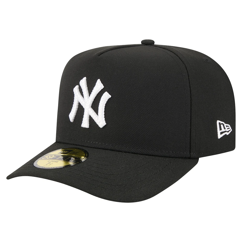 Men's New Era Black York Yankees Script Safety Pin 59FIFTY A-Frame Fitted Hat