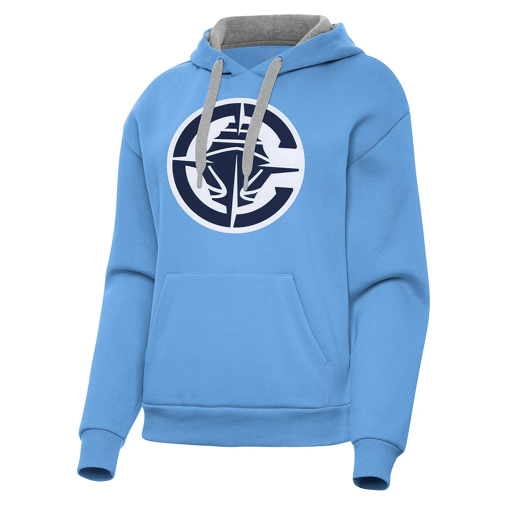 Women's Antigua Powder Blue LA Clippers Victory Pullover Hoodie