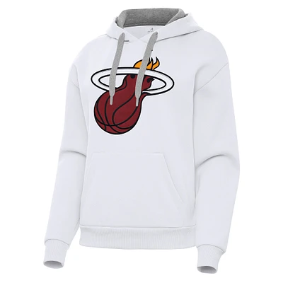 Women's Antigua White Miami Heat Victory Pullover Hoodie