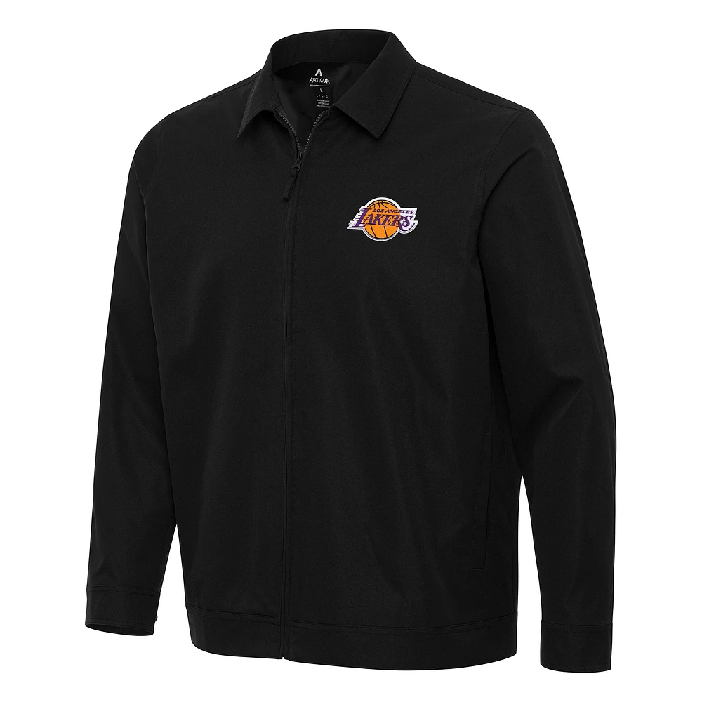 Men's Antigua Black Los Angeles Lakers Pivot Full-Zip Jacket