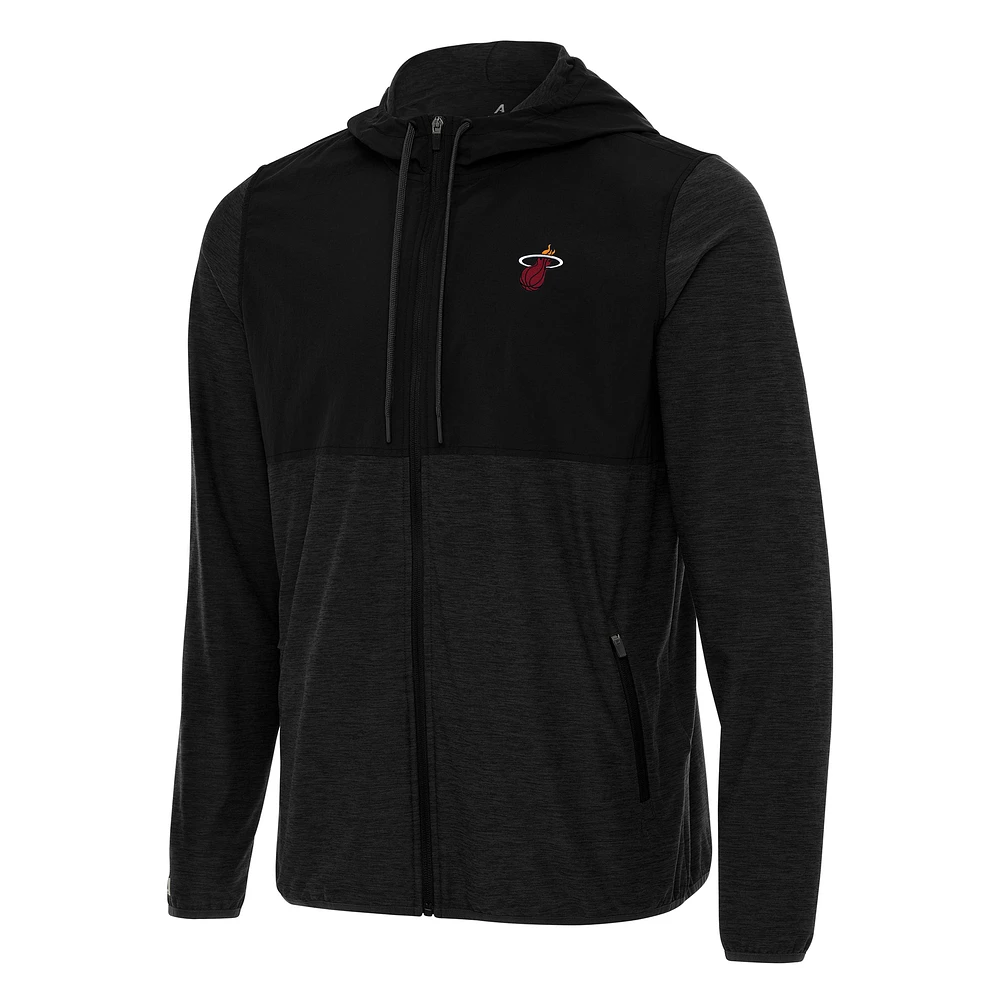 Men's Antigua Black Miami Heat Sway Full-Zip Hoodie Jacket
