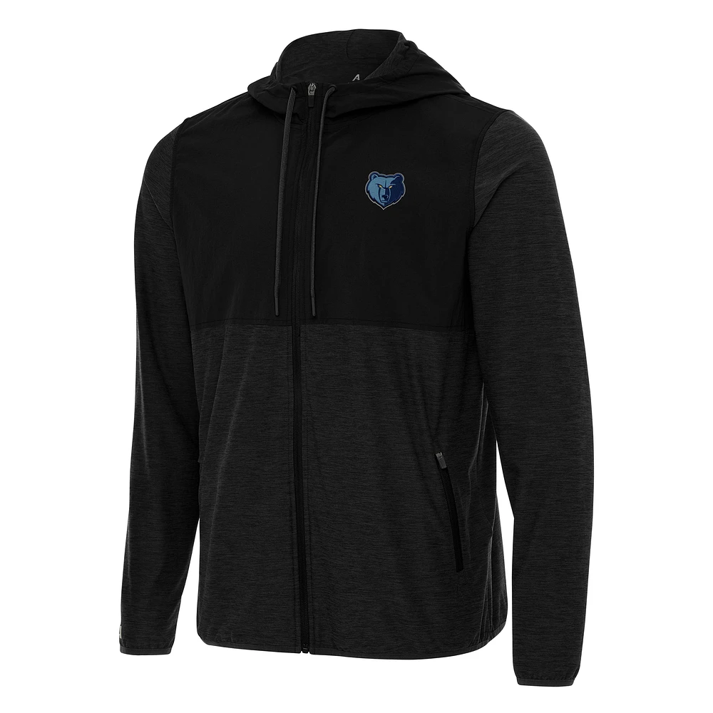 Men's Antigua Black Memphis Grizzlies Sway Full-Zip Hoodie Jacket