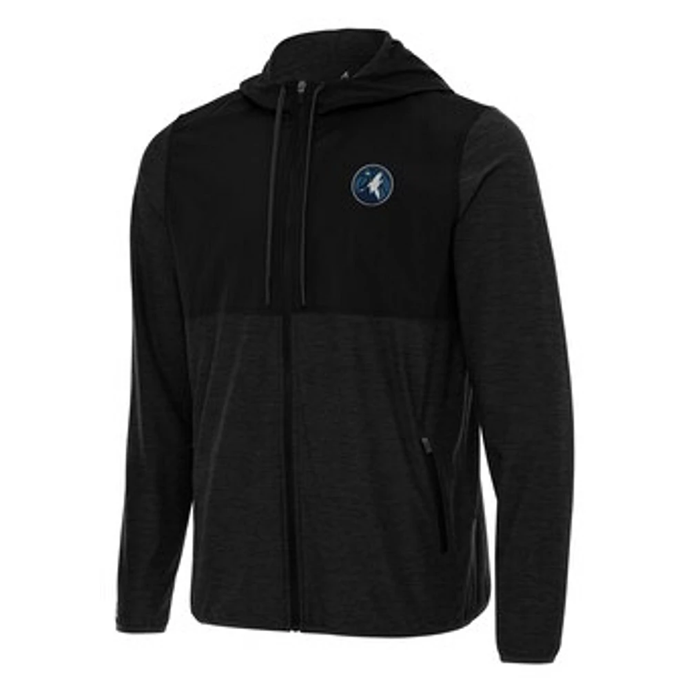 Men's Antigua Black Minnesota Timberwolves Sway Full-Zip Hoodie Jacket