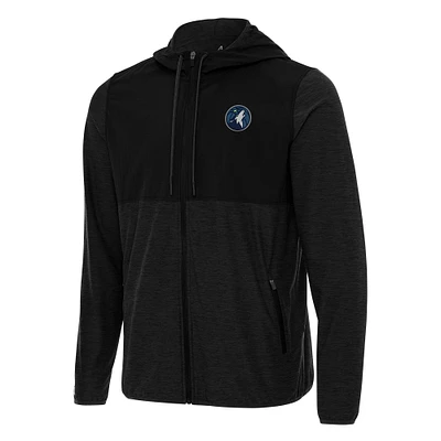 Men's Antigua Black Minnesota Timberwolves Sway Full-Zip Hoodie Jacket