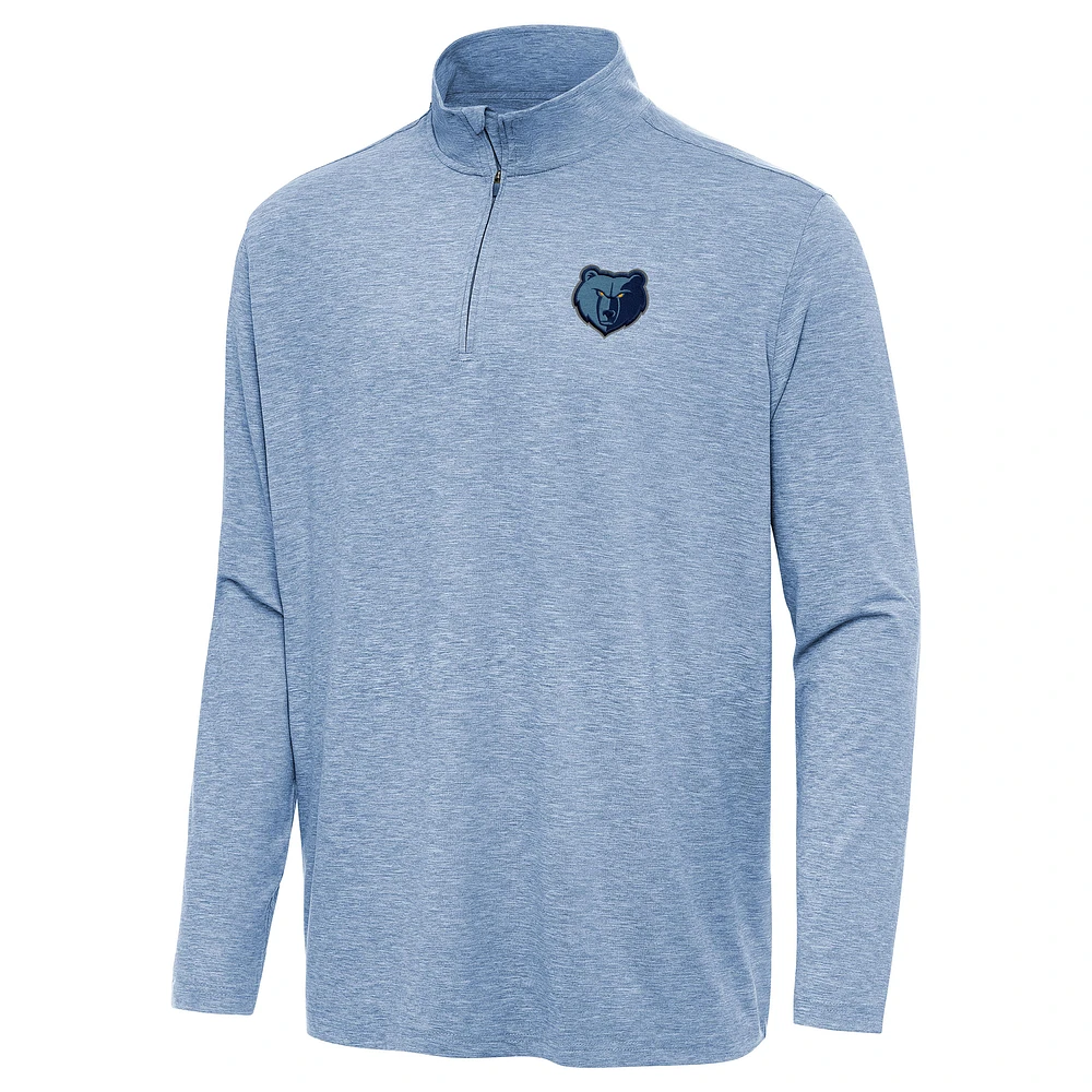 Men's Antigua Heather Aqua Memphis Grizzlies Hunk Quarter-Zip Top