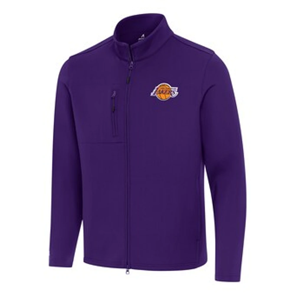 Men's Antigua Los Angeles Lakers Objection Double-Peached Full-Zip Jacket