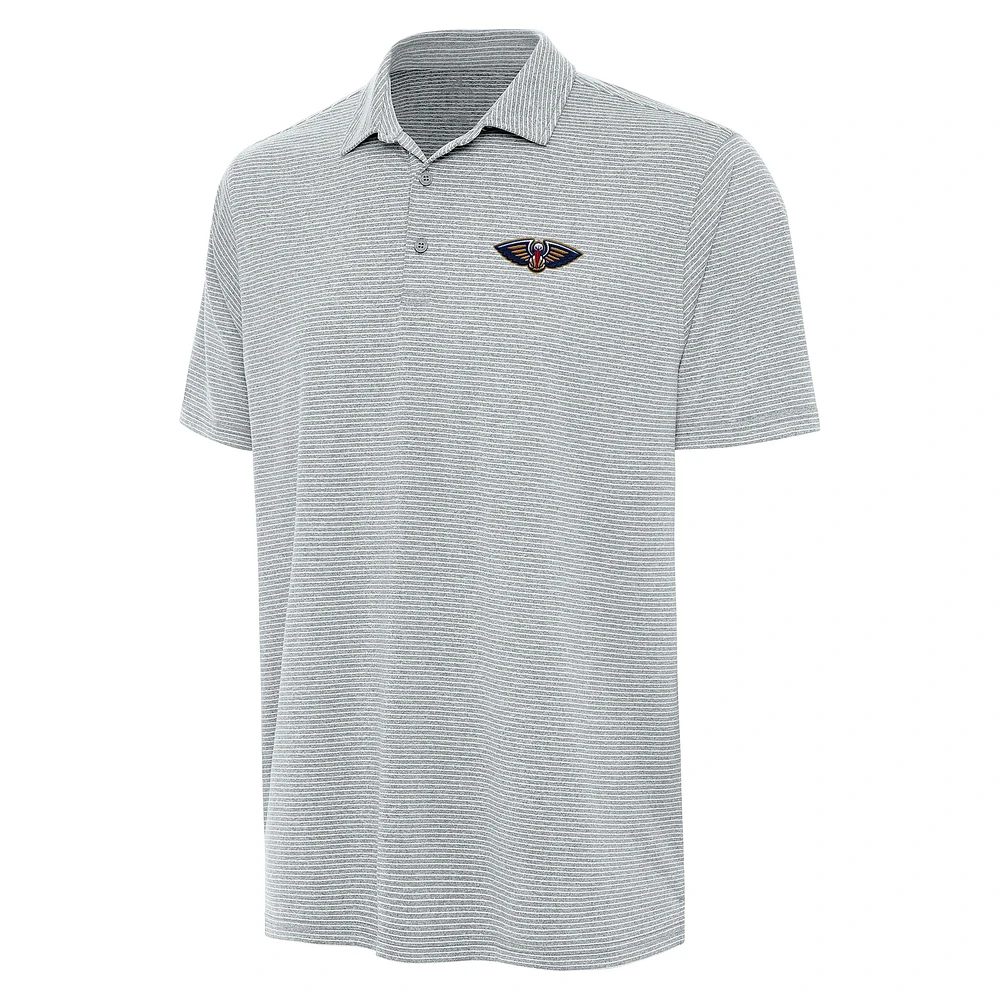 Men's Antigua Heather Gray New Orleans Pelicans Scheme Polo