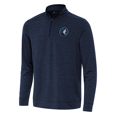 Men's Antigua Heather Navy Minnesota Timberwolves Bright Quarter-Zip Top