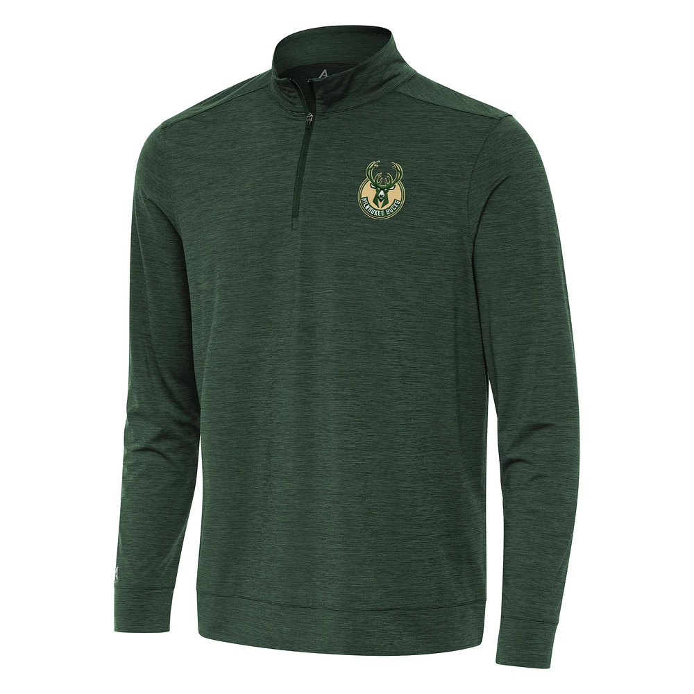 Men's Antigua Hunter Green Milwaukee Bucks Bright Quarter-Zip Top