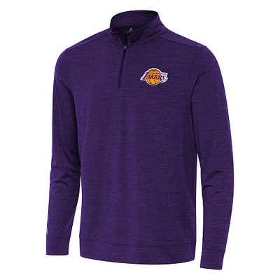 Men's Antigua Heather Purple Los Angeles Lakers Bright Quarter-Zip Top