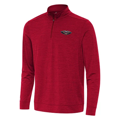 Men's Antigua Heather Red New Orleans Pelicans Bright Quarter-Zip Top