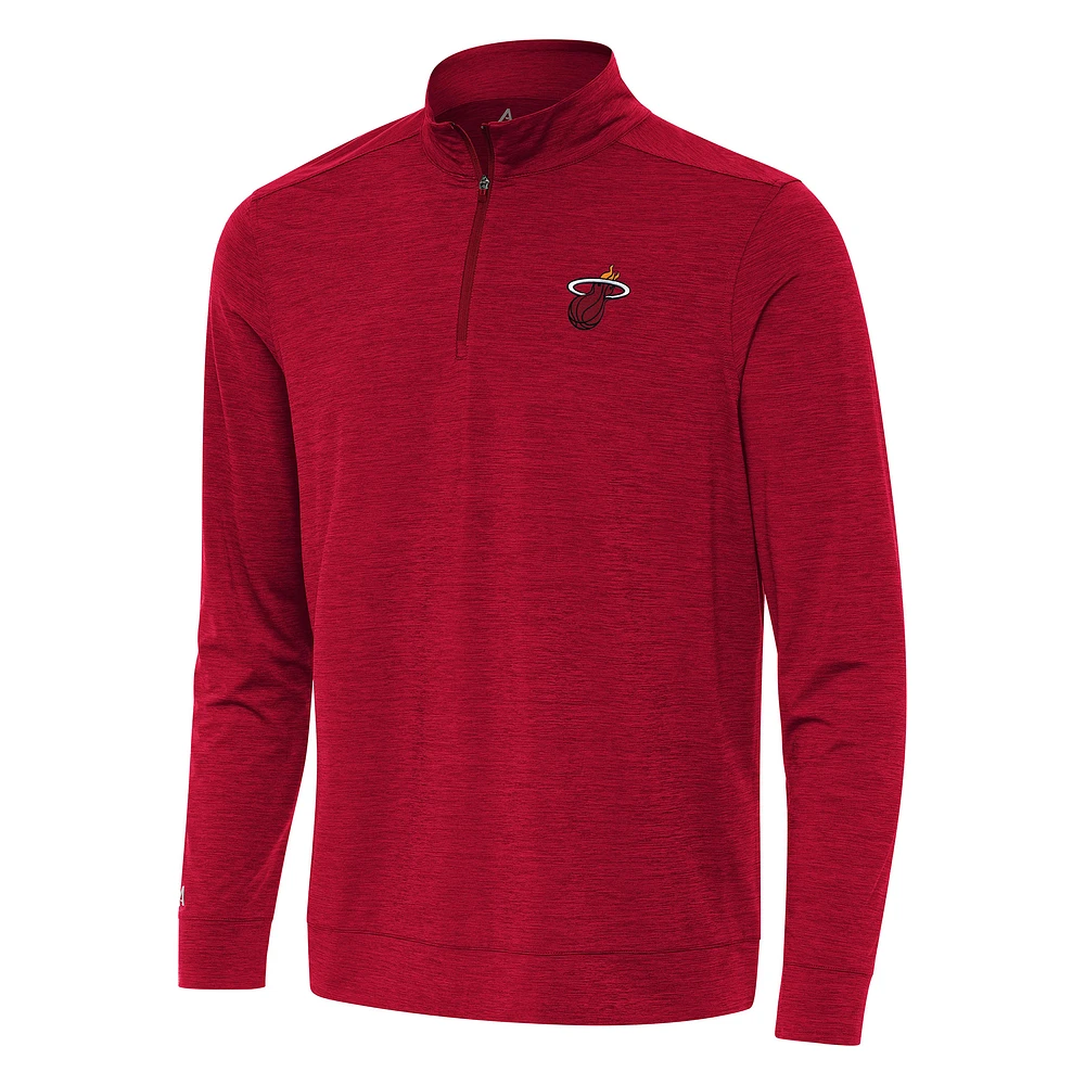 Men's Antigua Heather Red Miami Heat Bright Quarter-Zip Top