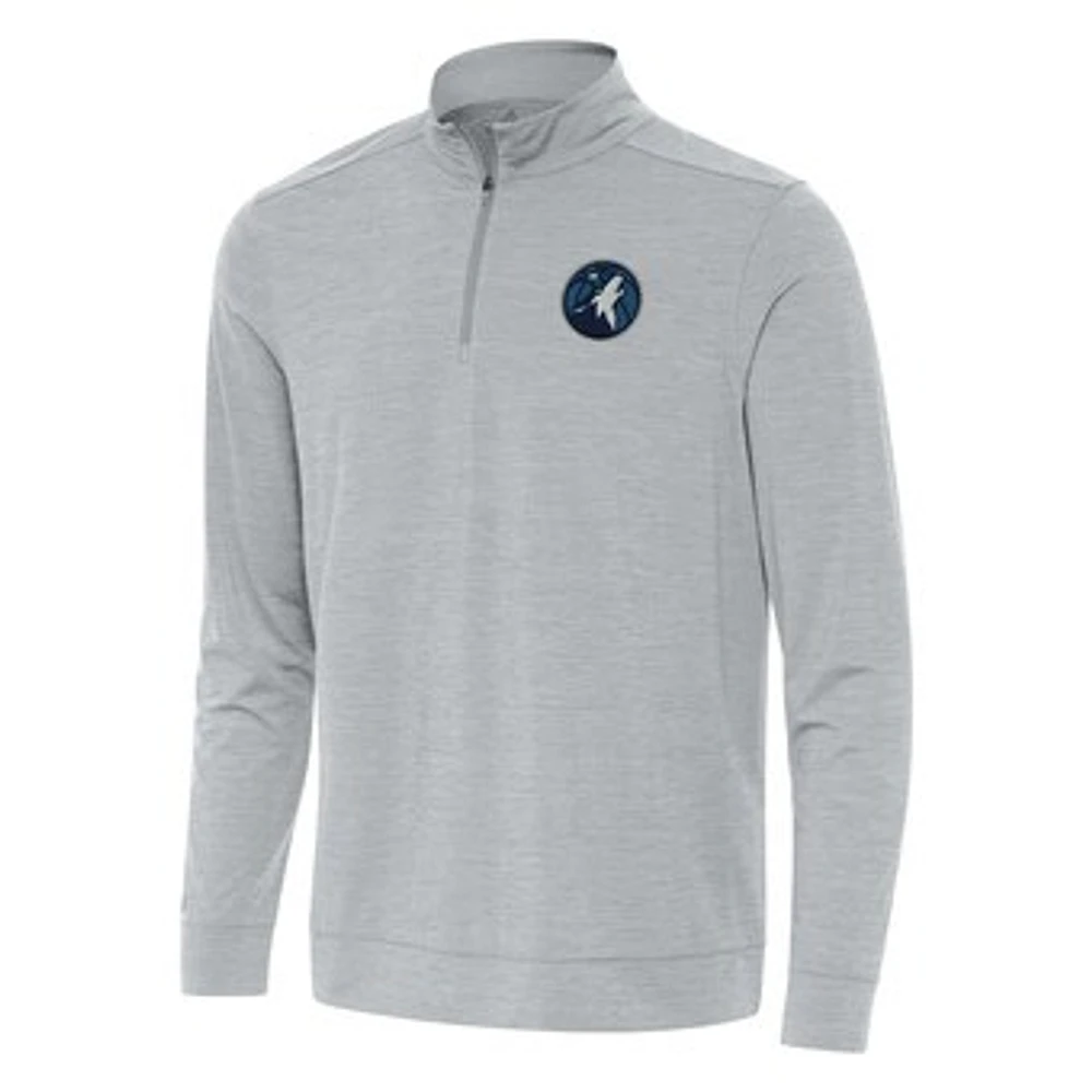 Men's Antigua Heather Gray Minnesota Timberwolves Bright Quarter-Zip Top