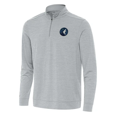 Men's Antigua Heather Gray Minnesota Timberwolves Bright Quarter-Zip Top