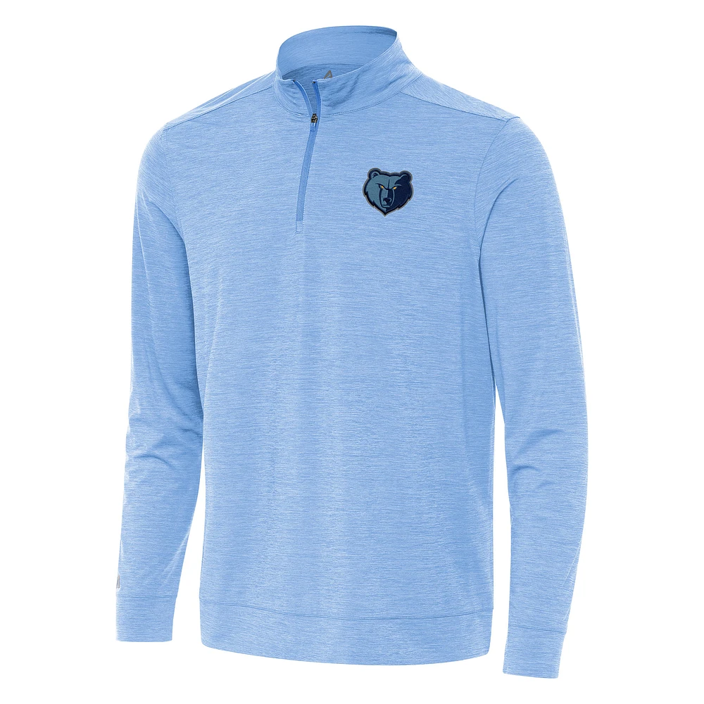 Men's Antigua Heather Powder Blue Memphis Grizzlies Bright Quarter-Zip Top