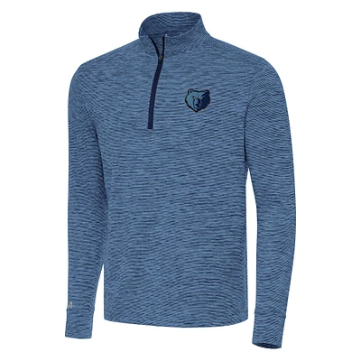 Men's Antigua Heather Navy Memphis Grizzlies Cause Quarter-Zip Top