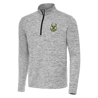 Men's Antigua Black Milwaukee Bucks Cause Quarter-Zip Top