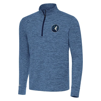 Men's Antigua Heather Navy Minnesota Timberwolves Cause Quarter-Zip Top