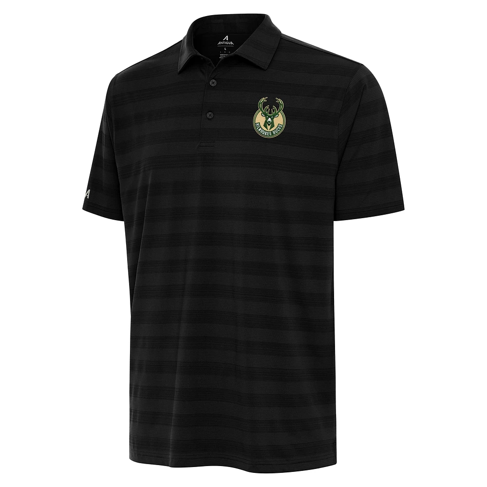 Men's Antigua Black Milwaukee Bucks Tunnel Polo